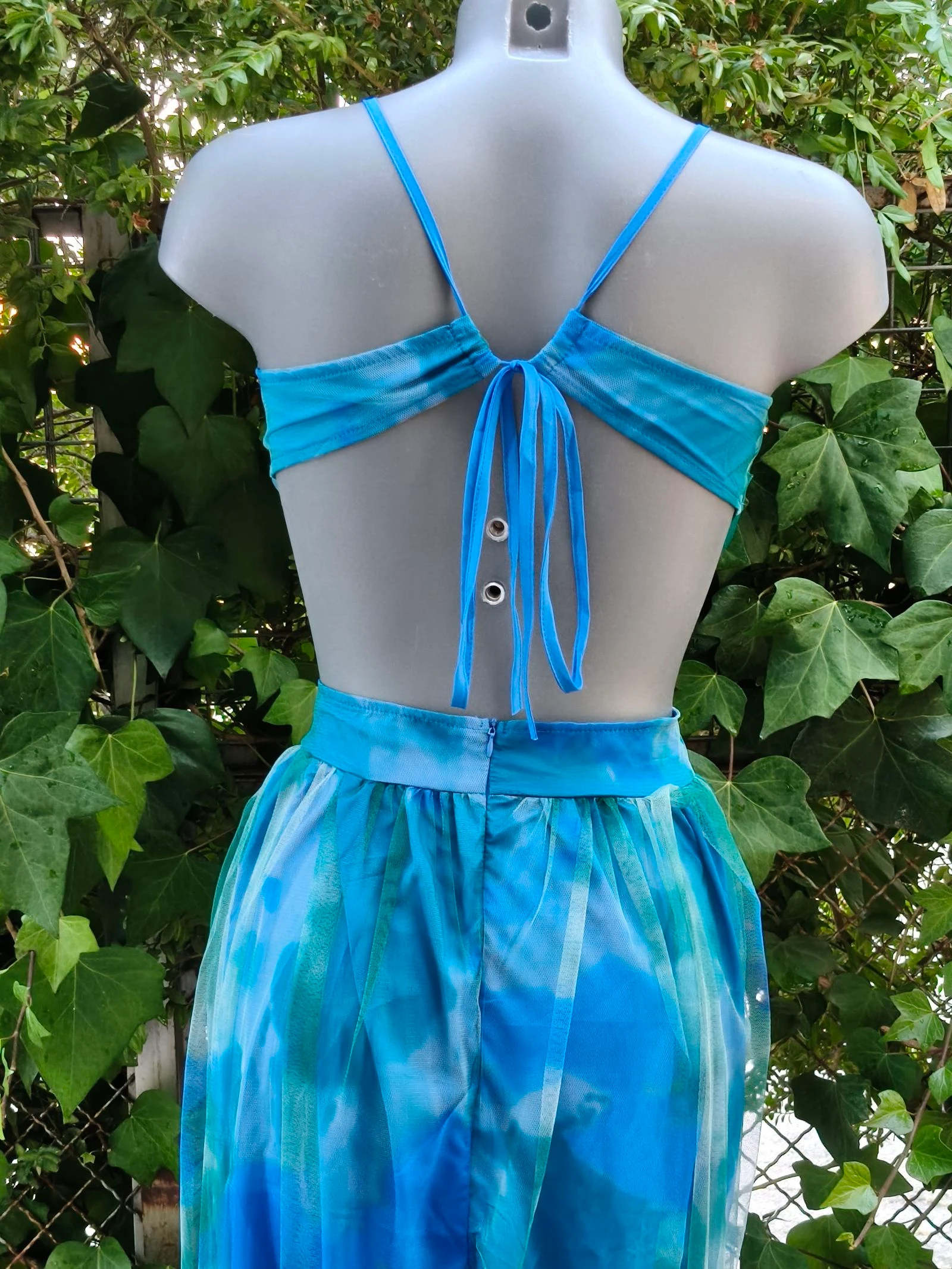 Vestido largo tule azul turquesa cut out – photo 8